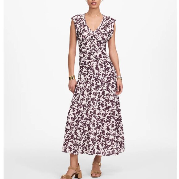 NWT! MADEWELL Ruched Flutter Sleeve Midi Dress Size 2 - Picture 1 of 9